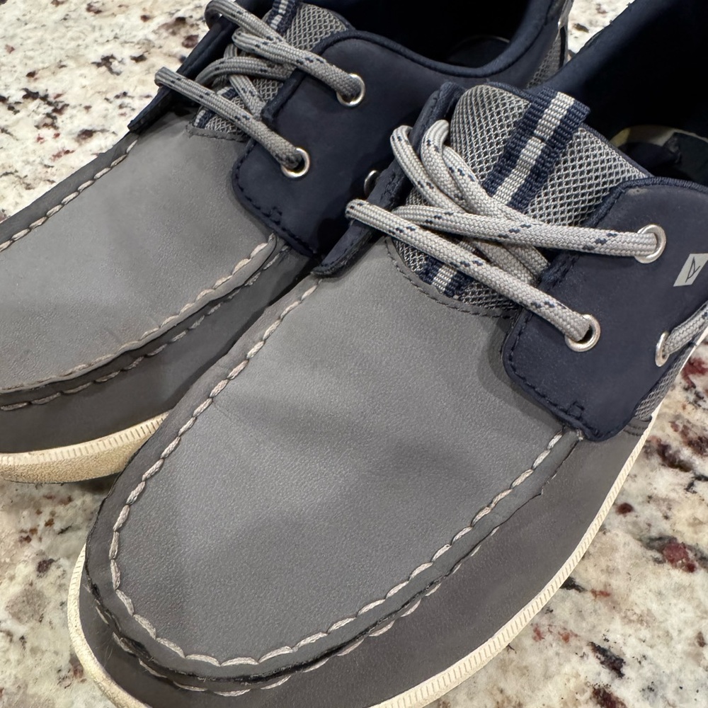 Boys Navy and Gray Sperry Boat Shoes